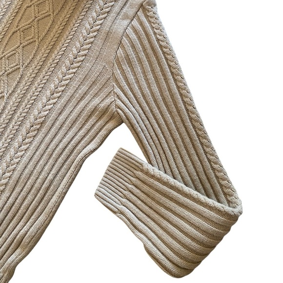 ASOS Cable Knit Turtleneck Cardigan Medium Tan Chunky Minimalist Cottage… - Picture 12 of 12